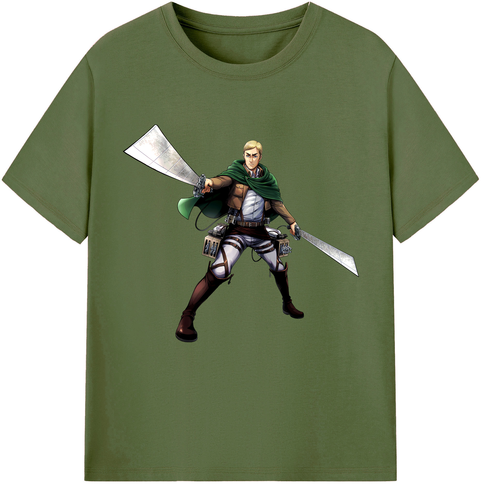 （画像用） 進撃の巨人 エルヴィン・スミス Attack on Titan Erwin Smith 綿100％半袖Tシャツ（フロントプリント）